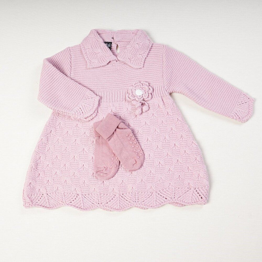 Baby Girl Knit Dress Outfit | Camelia Flower Baby Girl Clothing